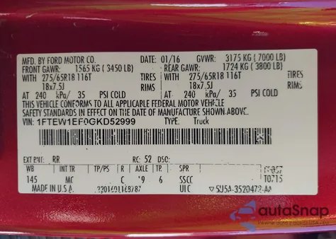 2016 Ford F-150 Xlt z USA, uszkodzony, nr VIN 1FTEW1EF0GKD52999